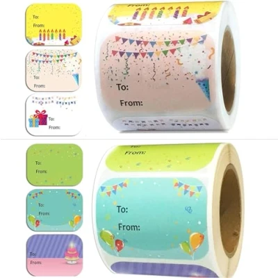Image of Happy Birthday Present Stickers 1.5 x 2 Inch to from Gift Labels 300 Pcs for Party Favors,Baby Shower,Christmas Festival Holiday Presents 6 Designs