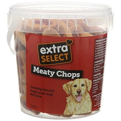 Image of Extra Select Chop Shaped Dog Treat Biscuits in a 1ltr Bucket (approx 70 biscuits)