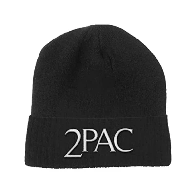 Image of 2Pac Tupac Beanie Hat Logo Official Black Unisex One Size