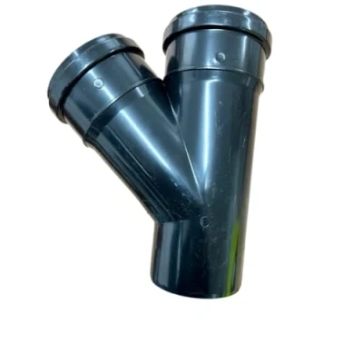 Image of 110MM Black Soil Pipe and Ring Seal Fittings Push Fit Double Socket 45 Degree Single Y Branch Tee