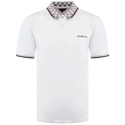 Image of Ben Sherman Short Sleeve White Collar Interest Mens Polo Shirt 0075620 010