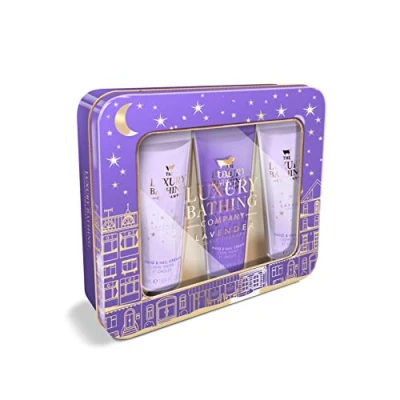 Image of The Luxury Bathing Company Heavenly Tin Set. 3 x 50ml Hand &amp; Nail Cream