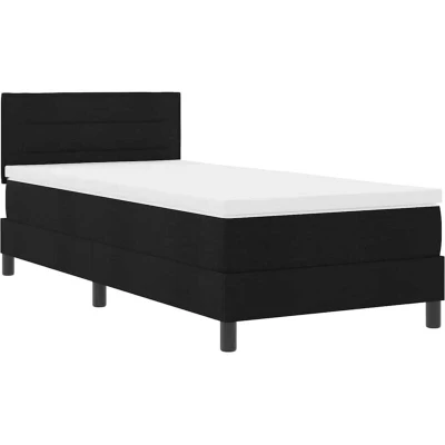 Image of Box Spring Bed with Mattress Black 100x200 cm Fabric Vidaxl