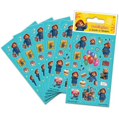 Image of Paper Projects 01.70.15.062 Paddinton Bear Adventures of Paddington Sticker Pack (6 Sheets) Official Licensed Product Perfect as Party Bag or Stocking Fillers, Blue, 12.5cm x 7.5cm
