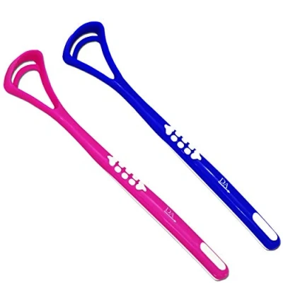 Image of Tongue Scraper Cleaner x 2 Dark Blue &amp; Pink