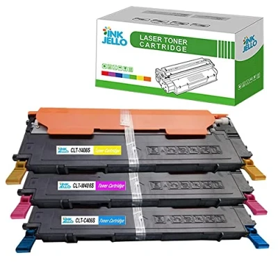 Image of InkJello Compatible Toner Cartridge Replacement for Samsung CLP 360 365 365W CLX 3300 3305 3305FN 3305FW 3305W Xpress SL C410W C460FW C460W CLT 406S (C/M/Y, 3 Pack)