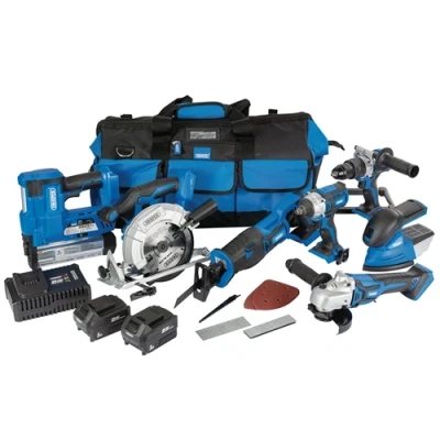 Image of Draper D20 20V Jumbo Kit (7 Piece), 1 x 3.0Ah Batteries, 5.0Ah Battery, Charger, Tool Bag