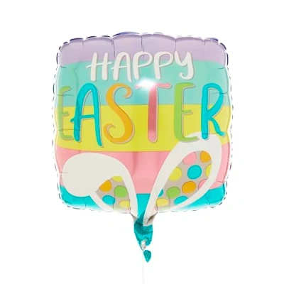 Image of Amscan 4234701 Anagram Happy Easter Bunny Ears Square Foil Balloon 18&quot;