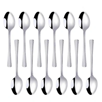 Image of Meisha Stainless Steel Teaspoons, Set of 12, Silver Harley Pattern Tea Spoons Use for Home, Kitchen or Restaurant Everyday Parish Cutlery
