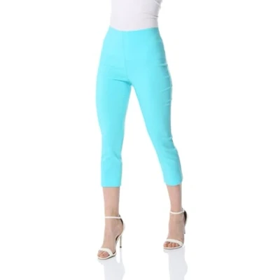 Image of Roman Womens Cropped Stretch Trouser Turquoise Size 12 UK