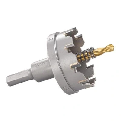Image of Tungsten Carbide Tipped Hole Saw SM51 Sheet Metal Cutter With Arbor &amp; Pilot Drill Bit For Drilling Stainless Steel Aluminum Alloy 51 mm