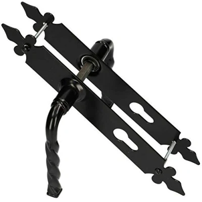 Image of Door Handle 72 mm PZ/BB/WC Fitting Set Decorative Black Universal Indoor Outdoor Wrought Iron Rust Resistant (PZ)