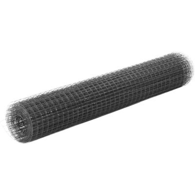 Image of vidaXL Steel Chicken Wire Fence with PVC Coating for Poultry Housing, Tree and Plant Protection Grey Colour of 25x1 Metre Size