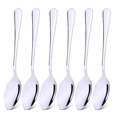 Image of Qinglele 304 Stainless Steel Spoon Set of 6, Soup Spoon, Dinner 8.1 inches. 6 Pcs (6 Pcs, 1)