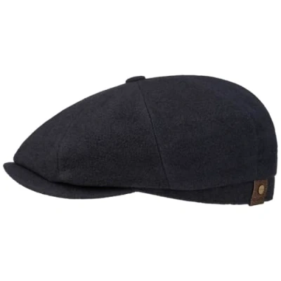 Image of Stetson Hatteras Noir Women/Men Newsboy Cap Flat with Peak, Lining Winter Autumn 61 cm Blue