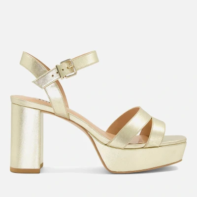 Image of Dune London Womens Ladies MOLTEN Leather Mid Platform Sandals Gold Suede Size UK 8