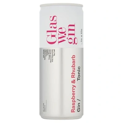 Image of Glaswegin Raspberry &amp; Rhubarb Gin Ready To Drink Can Case of 12x250ml