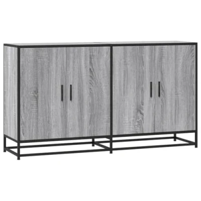 Image of vidaXL Grey Sonoma Sideboard/Cabinet with Metal Frame Engineered Wood, 134x35x76 cm, Industrial Style for Living Room/Dining Room