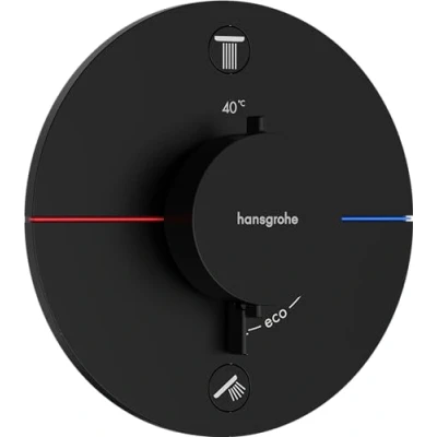 Image of hansgrohe ShowerSelect Comfort S thermostat conceiled, bathroom tap with safety stop at 40 C, round for showers and bath tubs, shower mixer 2 functions, matt black, 15556670