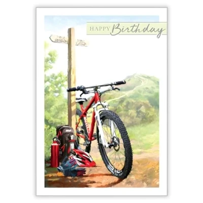 Image of Male Birthday Card for Him General Men/Boys Sporty Cycling Design Special Finish Made in the UK Eco Friendly