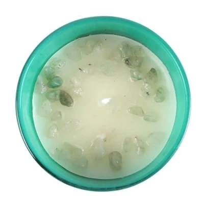 Image of Sagittarius Zodiac Candle with Ylang &amp; Amber Fragrance, Blue Turquoise Chips, and Spiritual Gemstone for Bravery Trust