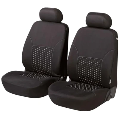 Image of Walser 11938 Car Seat Cover Set with 2x 2 Piece Front Covers and Headrest Covers, Grey/Black