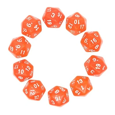 Image of D20 Dice,10 pcs Polyhedral Dices Set Clear 20 Sided Yoga Dice for DND MTG RPG Dungeons and Dragons Party 20mm Transparent Orange
