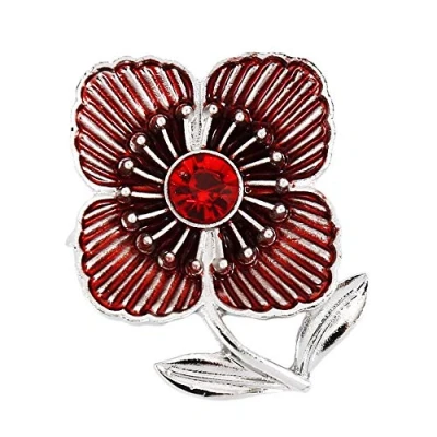 Image of harupink Poppy Brooches Pin Enamel Badges Crystal Banquet Red Flower Remembrance Day Gift for Women (#20)