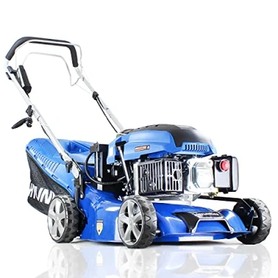 Image of Hyundai 17&quot;/42cm 139cc Electric Start Self Propelled Petrol Lawnmower with 3 Year Warranty, Blue