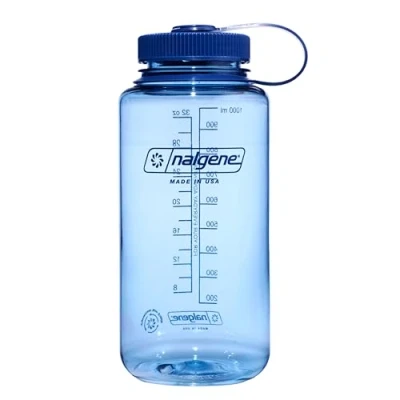 Image of Nalgene Water Bottle Lightweight Sustain Tritan BPA Free Shatterproof for Backpacking, Hiking, Gym, 32 OZ, Wide Mouth, Baby Blue