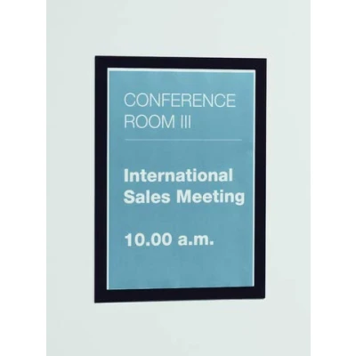 Image of Durable DURAFRAME Self Adhesive Magnetic Frame A4 Format In Black Pack of 2 Frames Document for Professional Internal Signage
