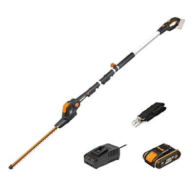Image of WORX WG252E 20V Cordless Pole Hedge Trimmer, 45cm Blade, 3.2M Reach, with Battery and Charger