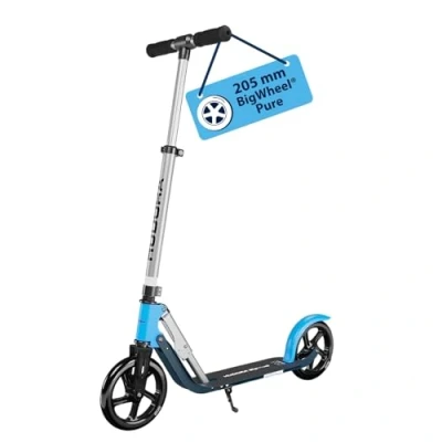 Image of HUDORA BigWheel Pure scooter Sturdy aluminium with stand Adjustable in height &amp; foldable city for up to 100kg Kick teenagers and adults