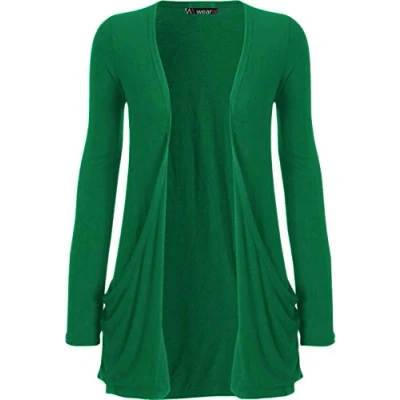 Image of WearAll Ladies Long Sleeve Pocket Cardigan Womens Top Jade 20/22