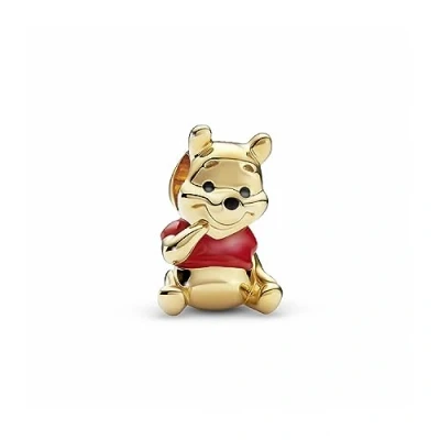 Image of Pandora Disney Winnie the Pooh 14k gold plated charm with red and black enamel