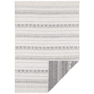 Image of NORTHRUGS Bahamas Indoor and Outdoor Rug 80 x 250 cm Reversible Weatherproof Boho Design Ethnic Pattern Runner for Balcony Patio Garden Conservatory Living Room Waterproof in Grey Cream