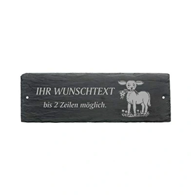 Image of Sheep Door Sign with Text of Choice Slate 22 x 8 cm