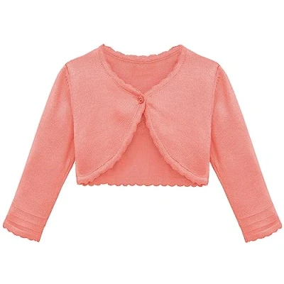 Image of Lilax Baby Girls&#039; Long Sleeve Cardigan Shrug Peach