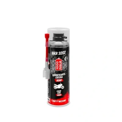 Image of ERRECOM 1000 Miglia BKR 3202 Road Motorcycle Chain Lubricant, Water and Dust Resistant, Precise Spray with No Drips, Includes Huggie System 90 Connector, 500 ml Aerosol Can