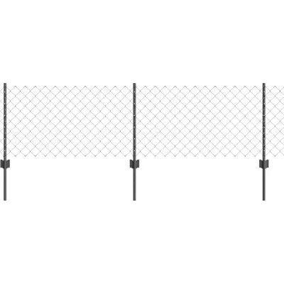 Image of vidaXL Chain Link Fence with 22 U Posts Grey 0.6x25 m Steel
