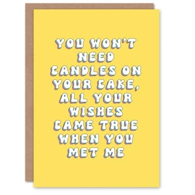 Image of Artery8 Birthday Card Won&#039;t Need Candles Wish Came True Fun Funny Happy Joke Humour For Her Wife Woman Partner Girlfriend Greeting