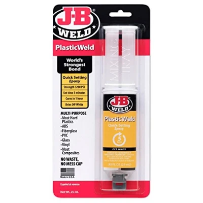 Image of J B Weld 50132 PlasticWeld Quick Setting Epoxy Syringe Dries Off White 25 ml by