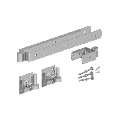 Image of Gatemate Field Gate Double Strap Hinge Set with Adjustable Hook On Plate 600mm Galvanised