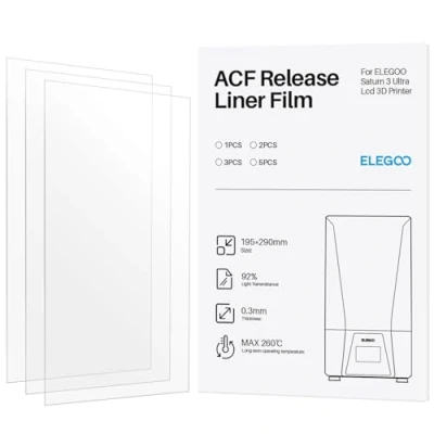 Image of ELEGOO 3PCS ACF Release Liner Film for Saturn 3 Ultra Resin 3D Printer 195 * 290mm and 0.3mm Thickness