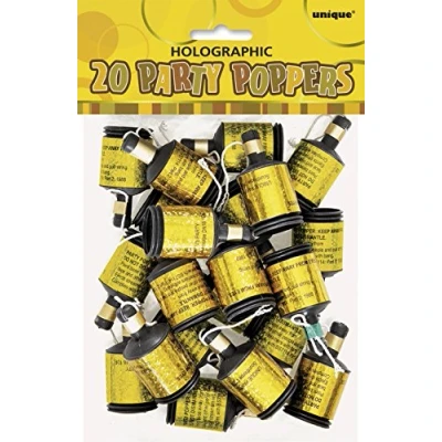 Image of Unique Party 81107 Glitz Prism Gold Poppers, Pack of 20