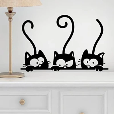 Image of Cats Wall Stickers Funny Vinyl Decal Living Room Art Nursery Cute Decoration Interior Design Pets Stencil