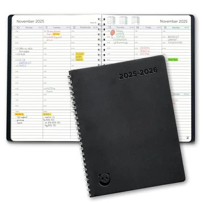 Image of Academic Diary 2025 2026 by Smart Panda A5 Diary, Week to View Softcover, 30 Minute Intervals Teacher Planner, Mid Year Work and Appointment July August
