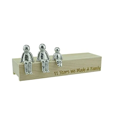 Image of Pirantin 11th Anniversary Idea 11 Years We Made A Family Metal Ornament Choose Your Combination Box &amp; Woodgrain May Vary(1 Child)