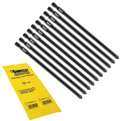 Image of 10 x SabreCut SCPH2157_10 157mm PH2 Autofeed Collated Drywall Screwdriver Gun Bit Single Ended Phillips No.2 Heavy Duty Compatible with Makita BFR550 6843 DFR550