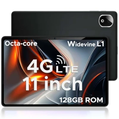 Image of DOOGEE T30E, Tablet 11 Inch(2024), Android 14 Tablets, 128GB ROM/1TB TF, 4G Tablets with Sim Card Slots, 8000mAh, 2.4G/5G WiFi, Widevine L1/3.5mm Jack/GPS/Face Unlocked/OTG/Type C, Black